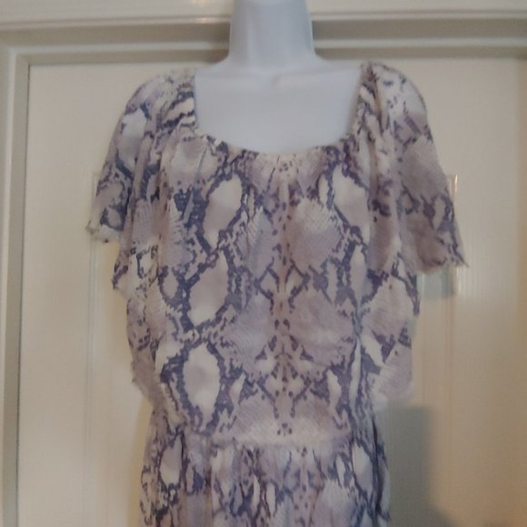 Elan Grey Snakeskin Pattern Sleeveless Wide Leg Jumpsuit Medium - Picture 5 of 12